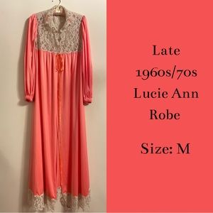 SOLD Vintage Late 1960s 1970s Hot Melon Pink Lucie Ann Beverly Hills Robe